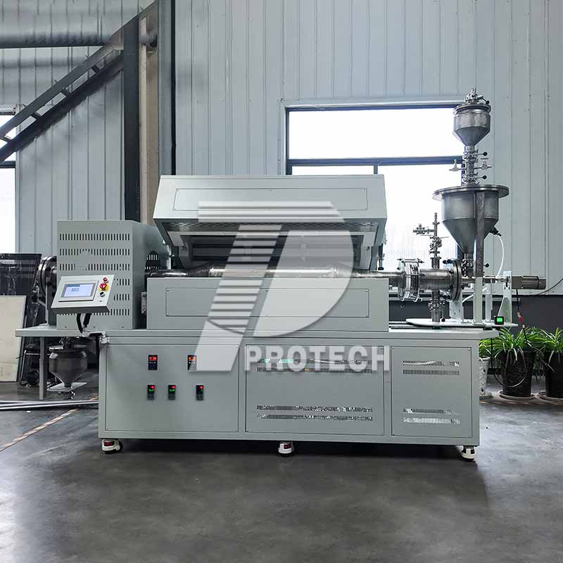 Titanium tube-feeding and discharging rotary tube furnace
