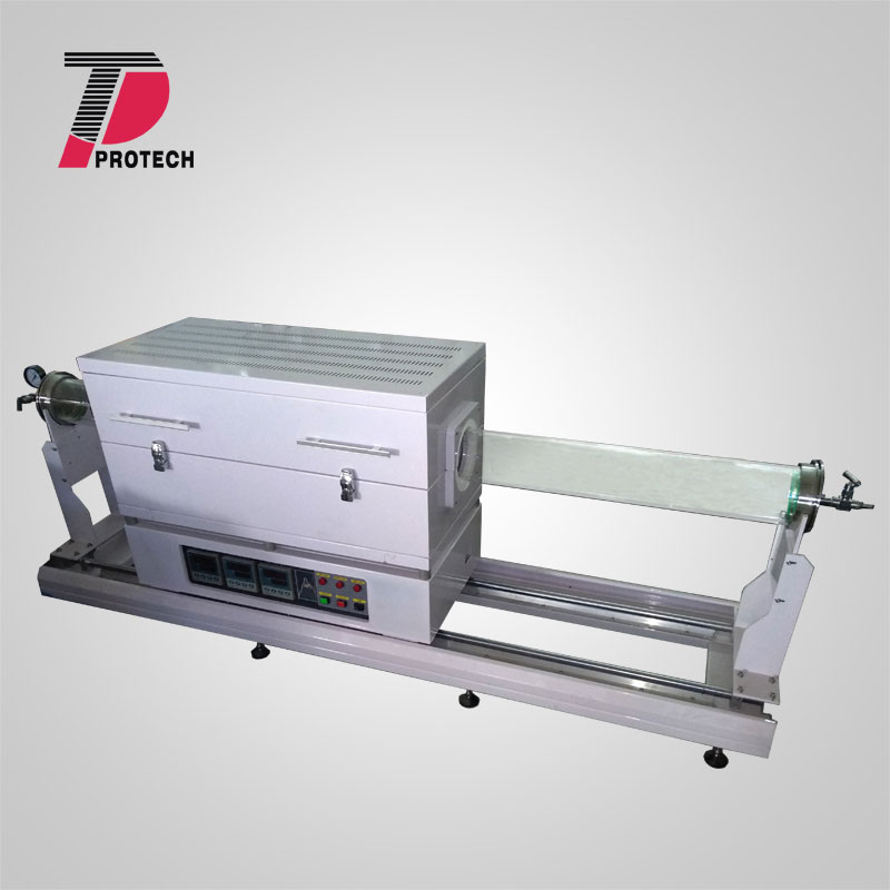 Three temperature zone slide rail tube furnace